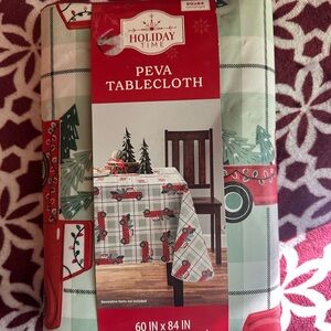 Holiday Time Red and White Tablecloth